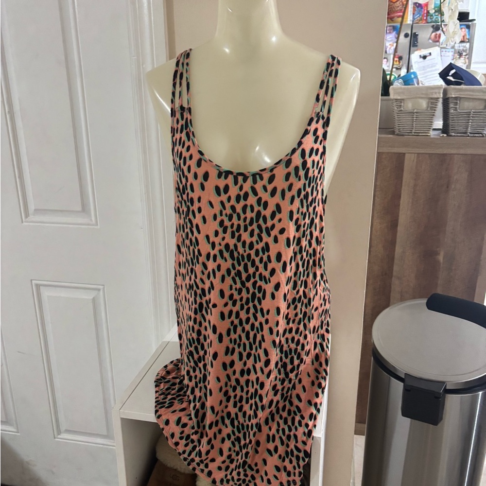 BAR III Pink and Black Leopard Print swim cover up